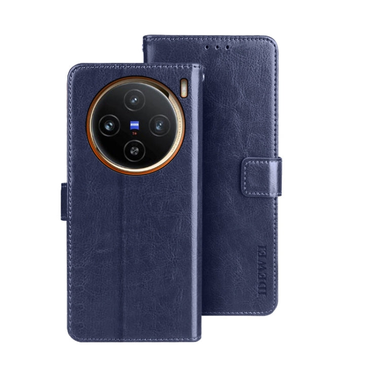 For vivo X100 idewei Crazy Horse Texture Leather Phone Case(Blue) - vivo Cases by idewei | Online Shopping UK | buy2fix