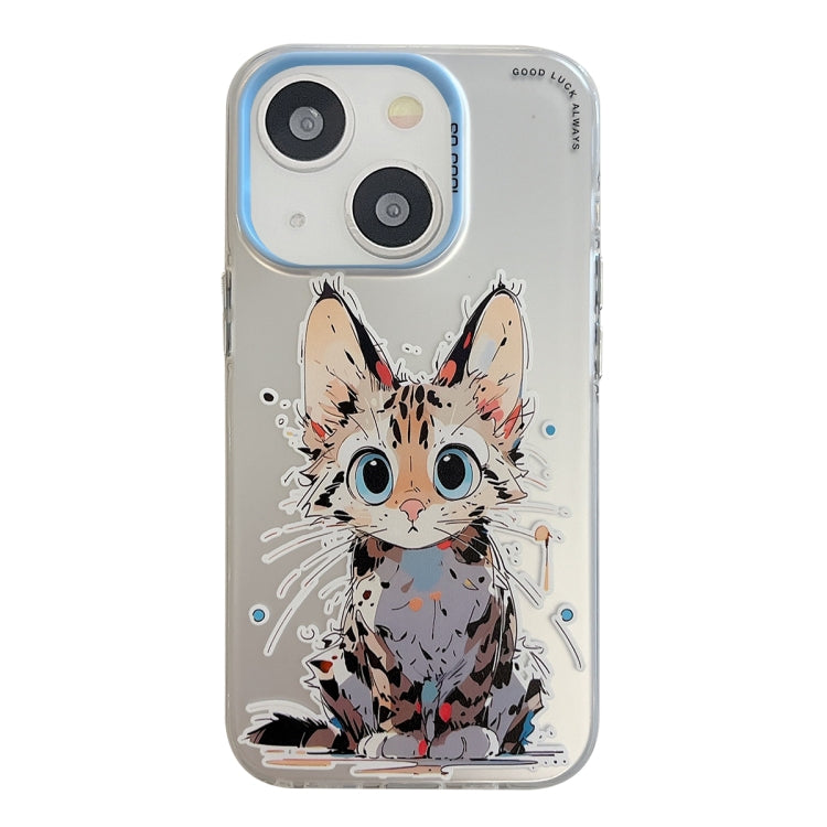 For iPhone 13 Animal Pattern Oil Painting Series PC + TPU Phone Case(Stupid Cat) - iPhone 13 Cases by buy2fix | Online Shopping UK | buy2fix
