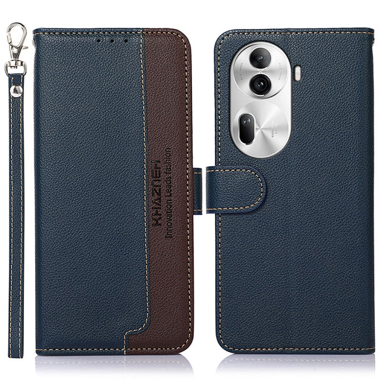 For OPPO Reno11 Pro Global KHAZNEH Litchi Texture Leather RFID Phone Case(Blue) - OPPO Cases by buy2fix | Online Shopping UK | buy2fix