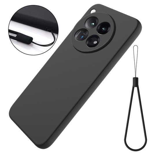 For OnePlus 12 Solid Color Liquid Silicone Dropproof Full Coverage Phone Case(Black) by buy2fix