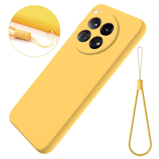 For OnePlus 12 Solid Color Liquid Silicone Dropproof Full Coverage Phone Case(Yellow) by buy2fix