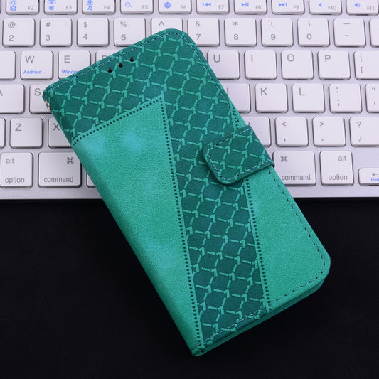 For iPhone 16 Plus Seven-shaped Embossed Leather Phone Case(Green) by buy2fix