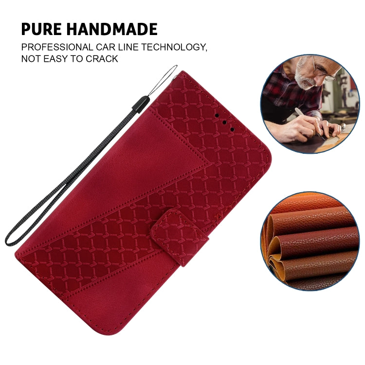 For iPhone 16 Plus Seven-shaped Embossed Leather Phone Case(Red) by buy2fix
