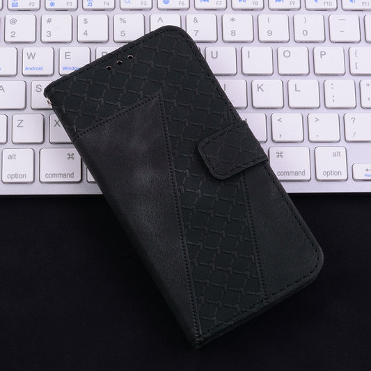 For iPhone 16 Plus Seven-shaped Embossed Leather Phone Case(Black) by buy2fix