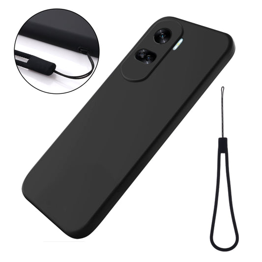 For Honor 90 Lite / X50i Solid Color Liquid Silicone Dropproof Full Coverage Phone Case(Black) - Honor Cases by buy2fix | Online Shopping UK | buy2fix