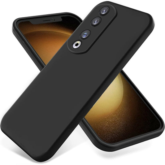 For Honor 90 Pro Solid Color Liquid Silicone Dropproof Full Coverage Phone Case(Black) - Honor Cases by buy2fix | Online Shopping UK | buy2fix