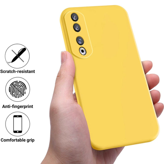 For Honor 90 Pro Solid Color Liquid Silicone Dropproof Full Coverage Phone Case(Yellow) - Honor Cases by buy2fix | Online Shopping UK | buy2fix