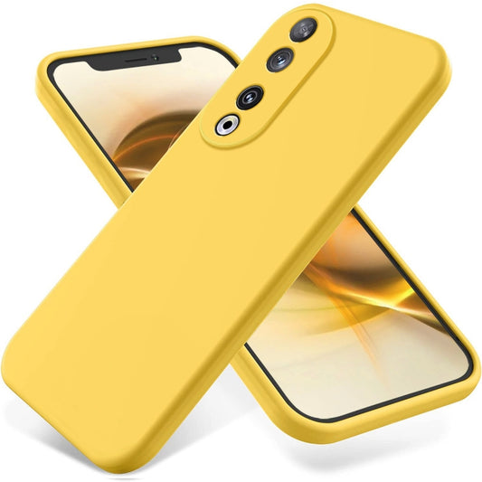 For Honor 90 Solid Color Liquid Silicone Dropproof Full Coverage Phone Case(Yellow) - Honor Cases by buy2fix | Online Shopping UK | buy2fix