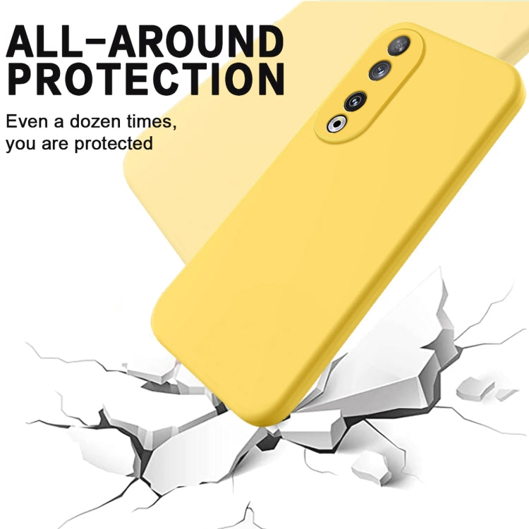 For Honor 90 Solid Color Liquid Silicone Dropproof Full Coverage Phone Case(Yellow) - Honor Cases by buy2fix | Online Shopping UK | buy2fix