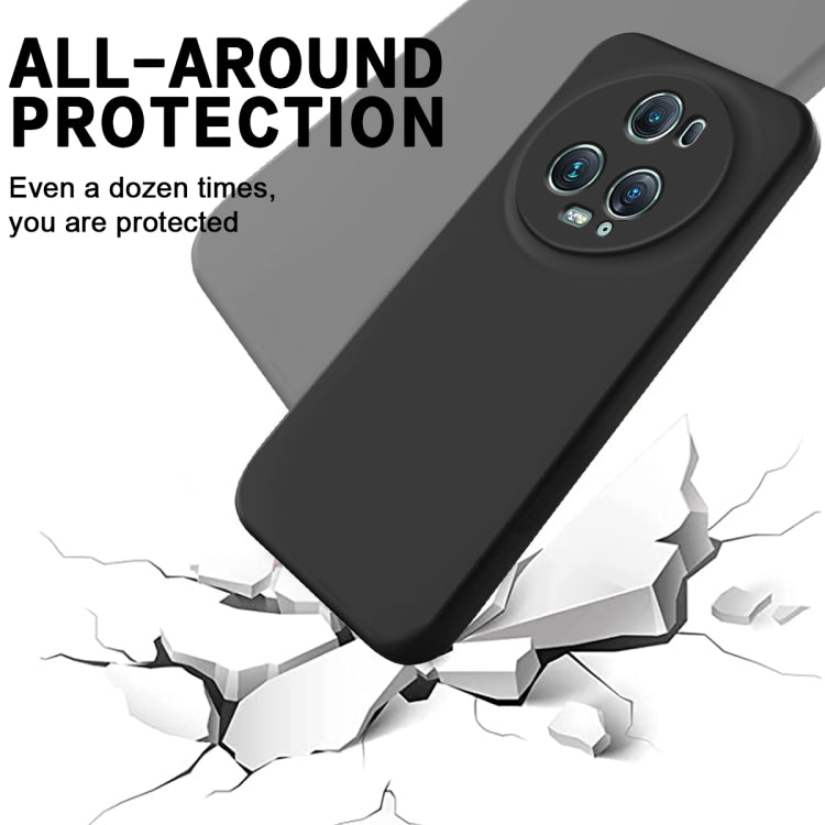 For Honor Magic5 Pro Solid Color Liquid Silicone Dropproof Full Coverage Phone Case(Black) - Honor Cases by buy2fix | Online Shopping UK | buy2fix