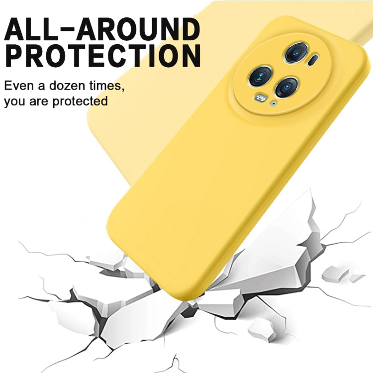 For Honor Magic5 Pro Solid Color Liquid Silicone Dropproof Full Coverage Phone Case(Yellow) - Honor Cases by buy2fix | Online Shopping UK | buy2fix