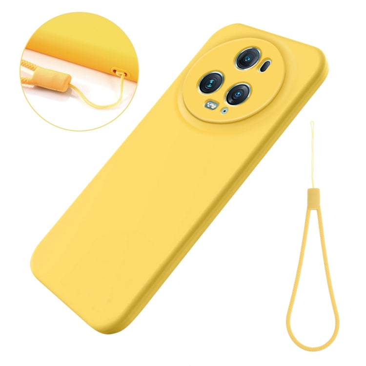 For Honor Magic5 Pro Solid Color Liquid Silicone Dropproof Full Coverage Phone Case(Yellow) - Honor Cases by buy2fix | Online Shopping UK | buy2fix