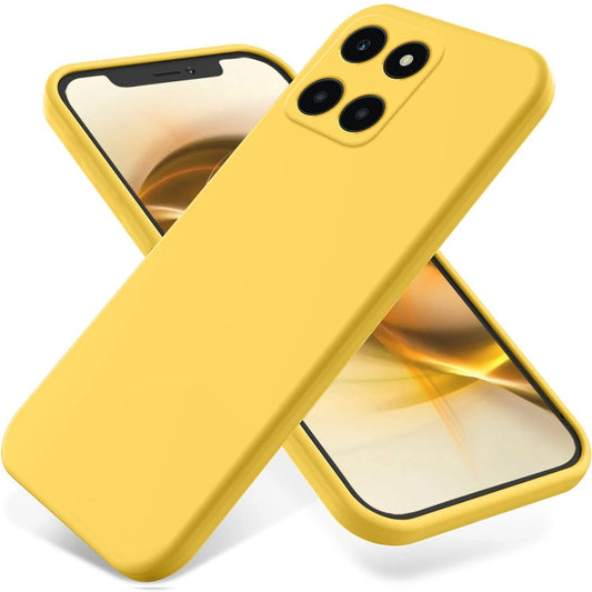 For Honor X6a Solid Color Liquid Silicone Dropproof Full Coverage Phone Case(Yellow) - Honor Cases by buy2fix | Online Shopping UK | buy2fix