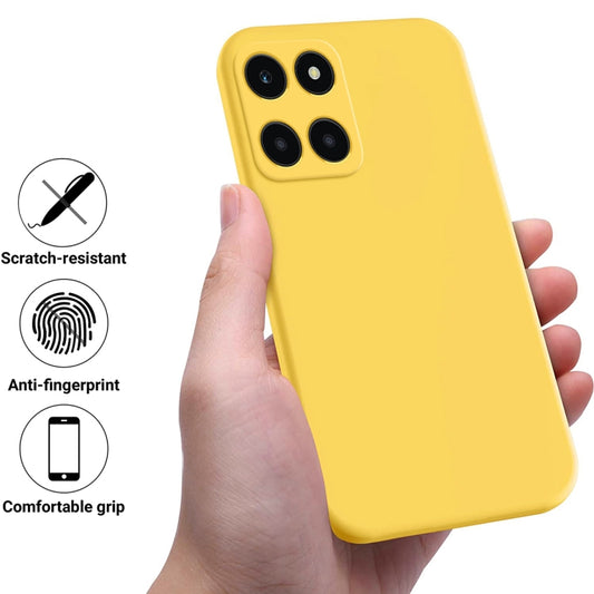 For Honor X6a Solid Color Liquid Silicone Dropproof Full Coverage Phone Case(Yellow) - Honor Cases by buy2fix | Online Shopping UK | buy2fix