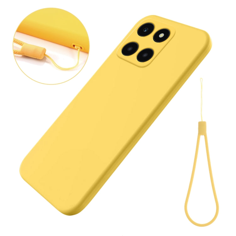 For Honor X6a Solid Color Liquid Silicone Dropproof Full Coverage Phone Case(Yellow) - Honor Cases by buy2fix | Online Shopping UK | buy2fix