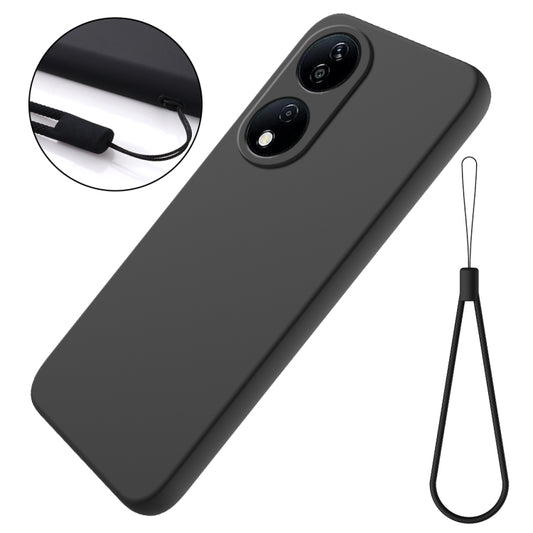 For Honor 90 Smart Solid Color Liquid Silicone Dropproof Full Coverage Phone Case(Black) - Honor Cases by buy2fix | Online Shopping UK | buy2fix