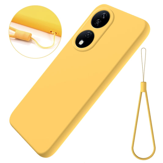 For Honor 90 Smart Solid Color Liquid Silicone Dropproof Full Coverage Phone Case(Yellow) by buy2fix