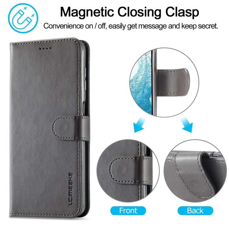 For Samsung Galaxy S23 FE 5G LC.IMEEKE Calf Texture Leather Phone Case(Grey) - Galaxy S23 FE 5G Cases by LC.IMEEKE | Online Shopping UK | buy2fix