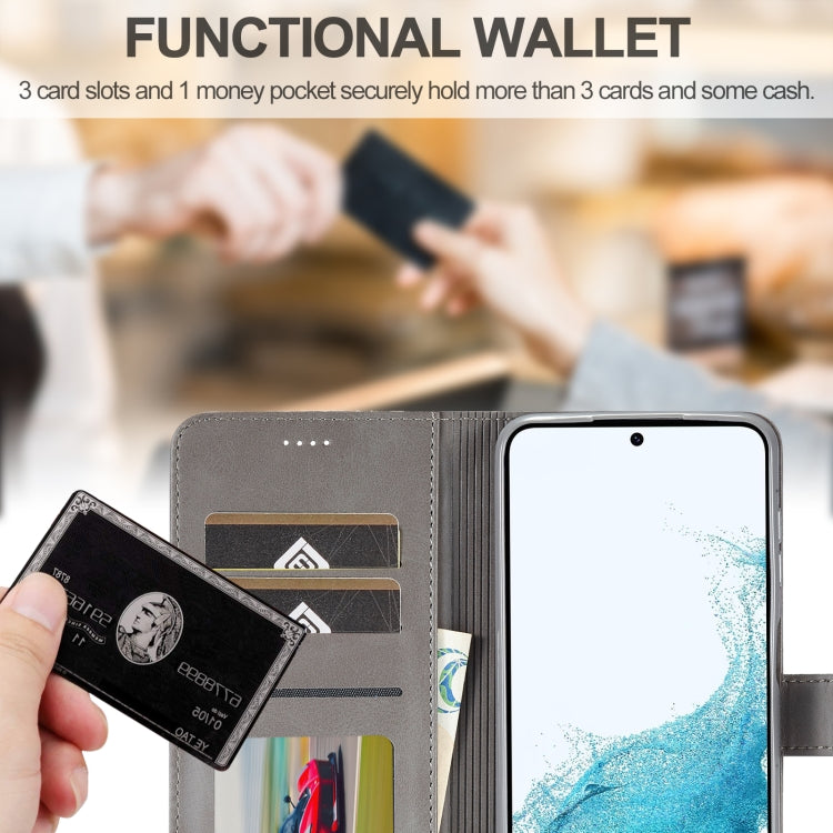 For Samsung Galaxy S23 FE 5G LC.IMEEKE Calf Texture Leather Phone Case(Grey) - Galaxy S23 FE 5G Cases by LC.IMEEKE | Online Shopping UK | buy2fix