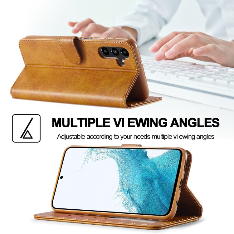 For Samsung Galaxy S23 FE 5G LC.IMEEKE Calf Texture Leather Phone Case(Brown) - Galaxy S23 FE 5G Cases by LC.IMEEKE | Online Shopping UK | buy2fix