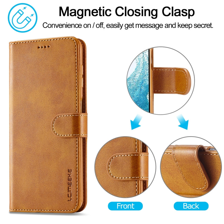 For Samsung Galaxy S23 FE 5G LC.IMEEKE Calf Texture Leather Phone Case(Brown) - Galaxy S23 FE 5G Cases by LC.IMEEKE | Online Shopping UK | buy2fix