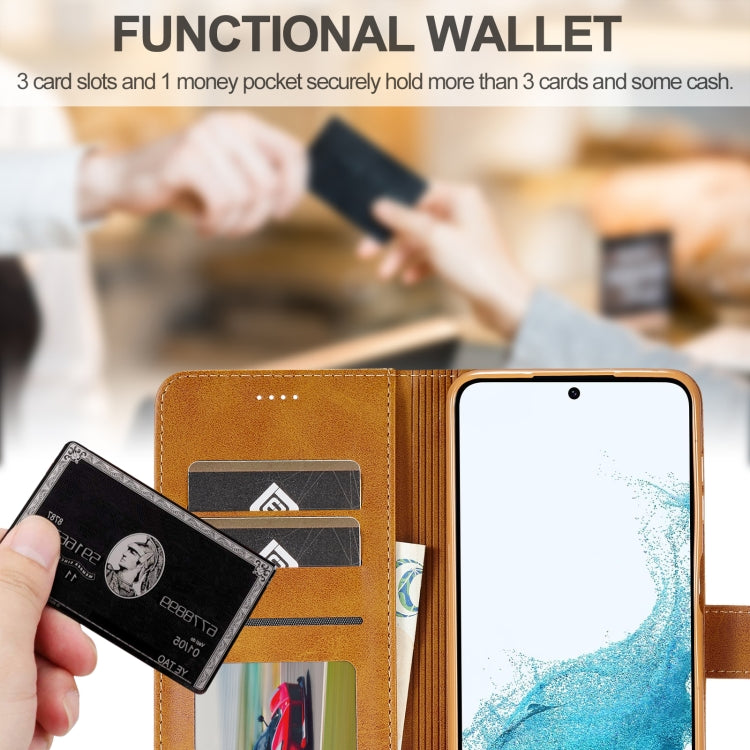 For Samsung Galaxy S23 FE 5G LC.IMEEKE Calf Texture Leather Phone Case(Brown) by LC.IMEEKE