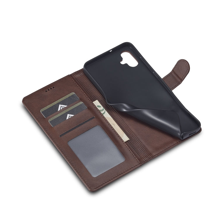 For Samsung Galaxy A05 LC.IMEEKE Calf Texture Leather Phone Case(Coffee) - Galaxy S23 FE 5G Cases by LC.IMEEKE | Online Shopping UK | buy2fix