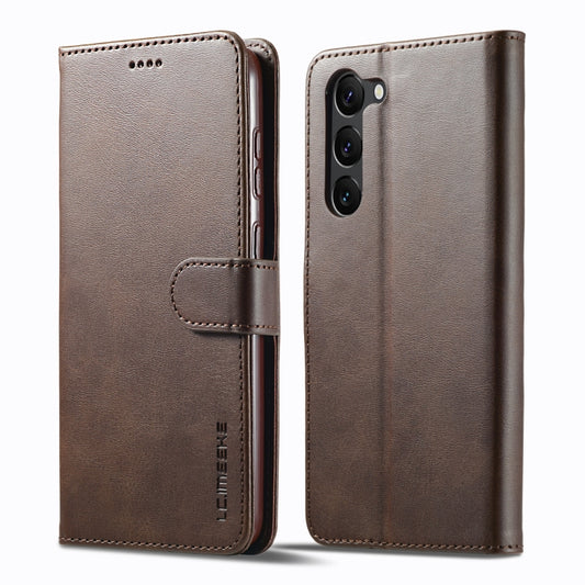 For Samsung Galaxy S24+ 5G LC.IMEEKE Calf Texture Leather Phone Case(Coffee) - Galaxy S24+ 5G Cases by LC.IMEEKE | Online Shopping UK | buy2fix