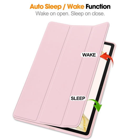 For Samsung Galaxy Tab S9+ 3-Fold Pure Color TPU Smart Leather Tablet Case with Pen Slot(Pink) by buy2fix