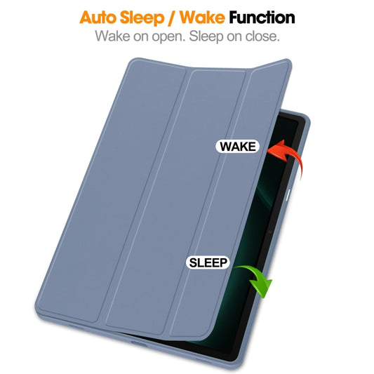 For Samsung Galaxy Tab S9 FE+ / S10+ 3-Fold Pure Color TPU Smart Leather Tablet Case with Pen Slot(Lavender) by buy2fix