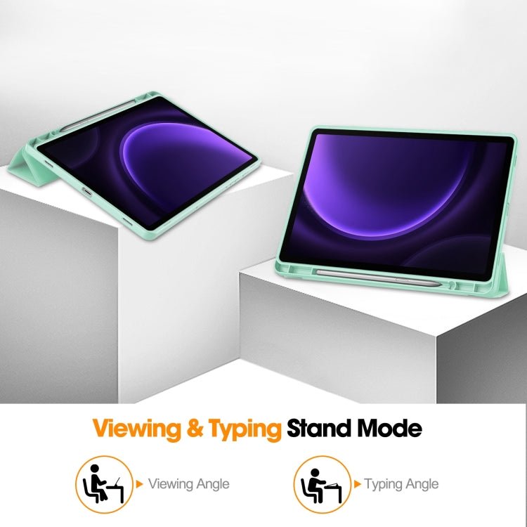 For Samsung Galaxy Tab S9 FE / S10 FE 3-Fold Pure Color TPU Smart Leather Tablet Case with Pen Slot(Mint Green) - Galaxy Tab S9 FE by buy2fix | Online Shopping UK | buy2fix