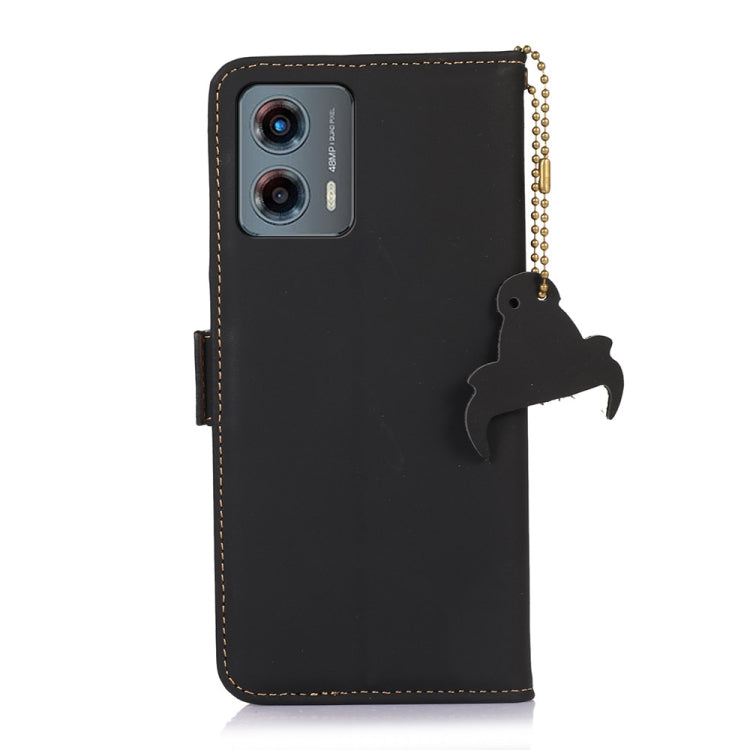 For Motorola Moto G 5G 2023 Genuine Leather Magnetic RFID Leather Phone Case(Black) - Motorola Cases by buy2fix | Online Shopping UK | buy2fix