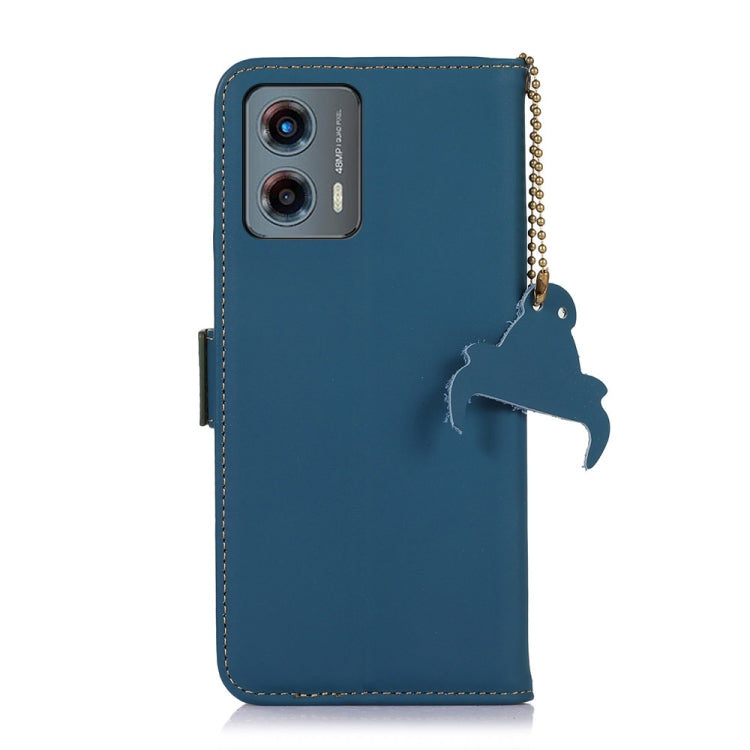 For Motorola Moto G 5G 2023 Genuine Leather Magnetic RFID Leather Phone Case(Blue) - Motorola Cases by buy2fix | Online Shopping UK | buy2fix