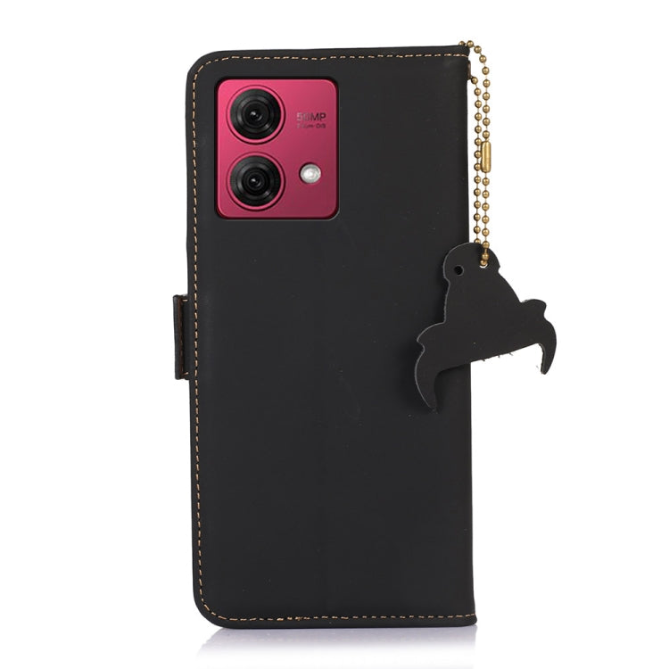 For Motorola Moto G84 5G Genuine Leather Magnetic RFID Leather Phone Case(Black) - Motorola Cases by buy2fix | Online Shopping UK | buy2fix