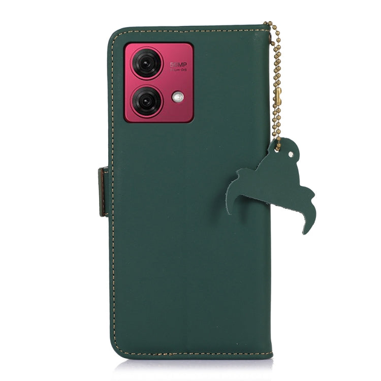 For Motorola Moto G84 5G Genuine Leather Magnetic RFID Leather Phone Case(Green) - Motorola Cases by buy2fix | Online Shopping UK | buy2fix