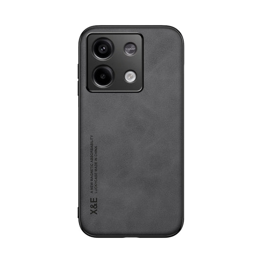 For Xiaomi Redmi Note 13 5G Skin Feel Magnetic Leather Back Phone Case(Dark Grey) by buy2fix