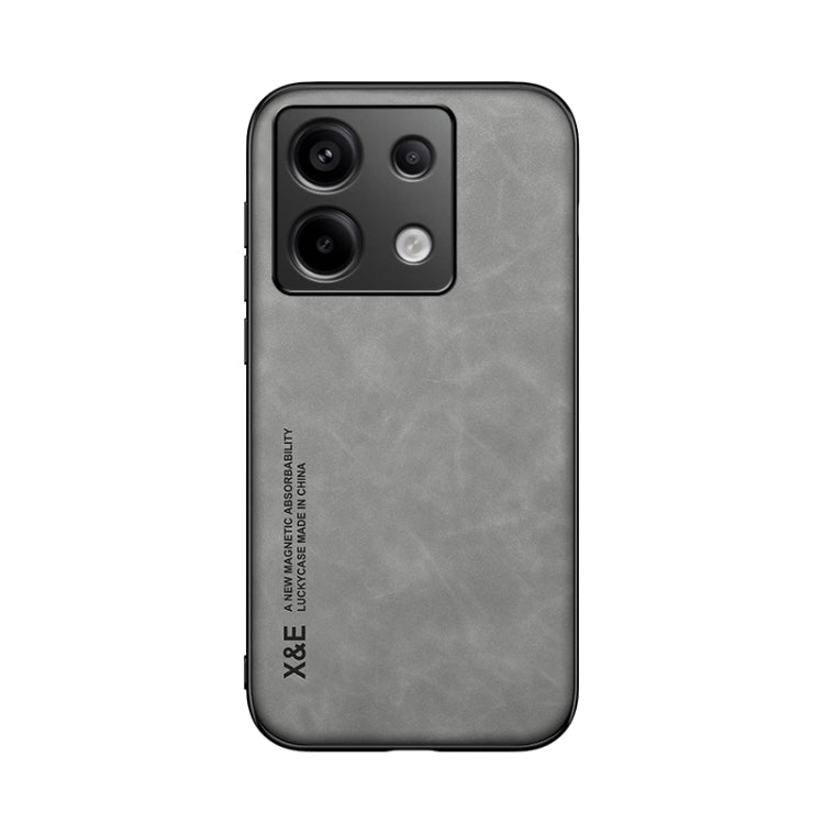 For Xiaomi Redmi Note 13 Pro 5G Skin Feel Magnetic Leather Back Phone Case(Light Grey) - Xiaomi Cases by buy2fix | Online Shopping UK | buy2fix