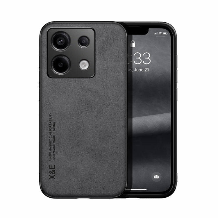 For Xiaomi Redmi Note 13 Pro 5G Skin Feel Magnetic Leather Back Phone Case(Dark Grey) - Xiaomi Cases by buy2fix | Online Shopping UK | buy2fix