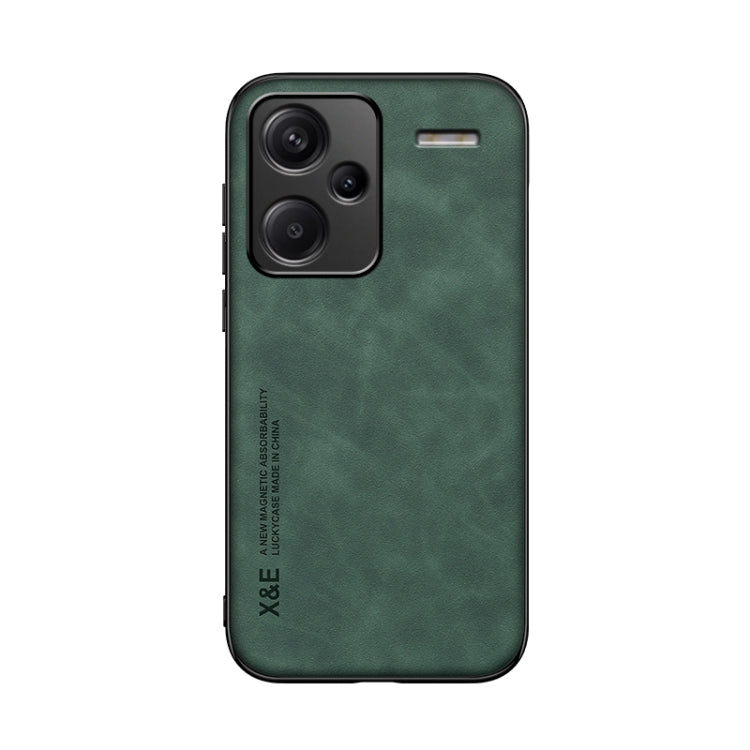 For Xiaomi Redmi Note 13 Pro+ 5G Skin Feel Magnetic Leather Back Phone Case(Green) - Xiaomi Cases by buy2fix | Online Shopping UK | buy2fix