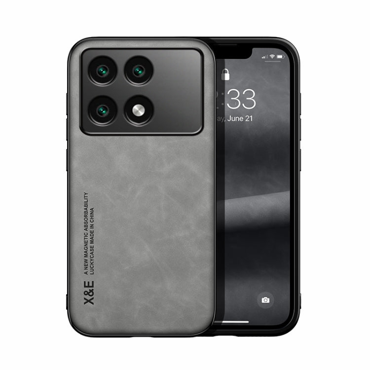 For Xiaomi Redmi K70 Skin Feel Magnetic Leather Back Phone Case(Light Grey) - Xiaomi Cases by buy2fix | Online Shopping UK | buy2fix