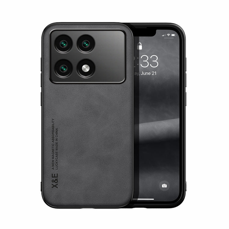 For Xiaomi Redmi K70 Skin Feel Magnetic Leather Back Phone Case(Dark Grey) - Xiaomi Cases by buy2fix | Online Shopping UK | buy2fix