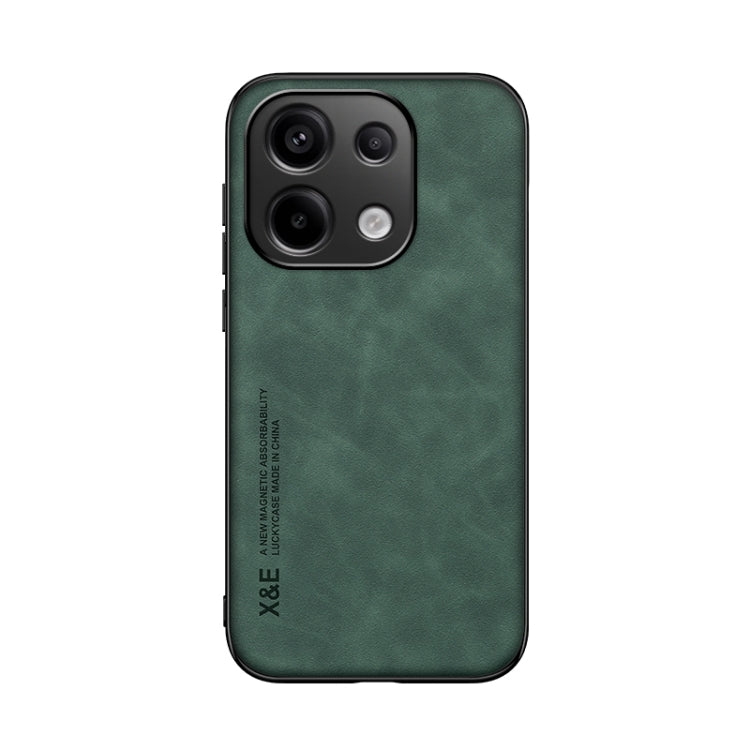For Xiaomi Redmi Note 13 Pro 4G Skin Feel Magnetic Leather Back Phone Case(Green) - Xiaomi Cases by buy2fix | Online Shopping UK | buy2fix