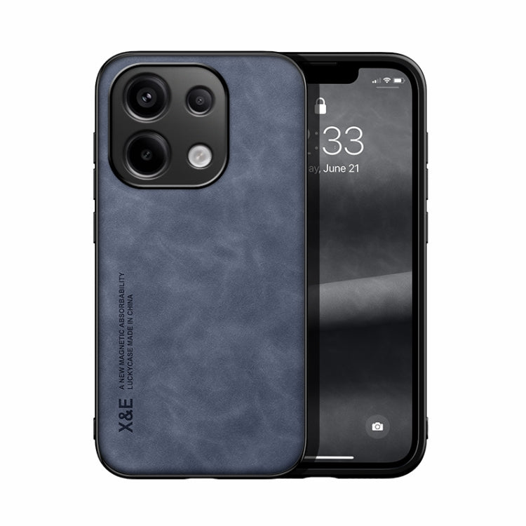 For Xiaomi Redmi Note 13 Pro 4G Skin Feel Magnetic Leather Back Phone Case(Blue) - Xiaomi Cases by buy2fix | Online Shopping UK | buy2fix