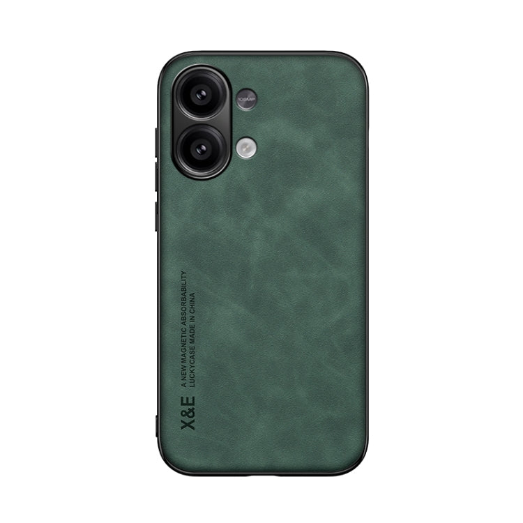 For Xiaomi Redmi Note 13 4G Skin Feel Magnetic Leather Back Phone Case(Green) - Xiaomi Cases by buy2fix | Online Shopping UK | buy2fix