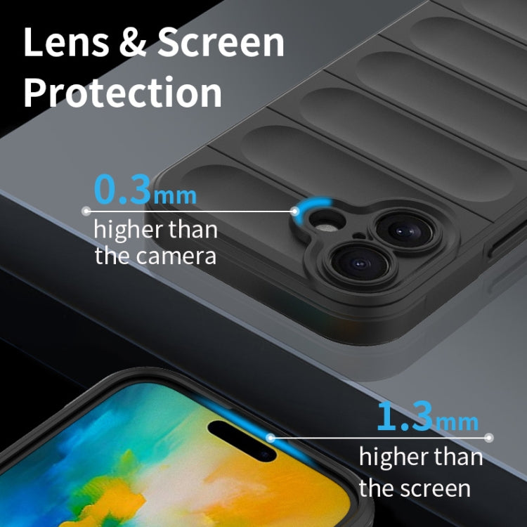 For iPhone 16 Magic Shield TPU + Flannel Phone Case(Dark Blue) by buy2fix