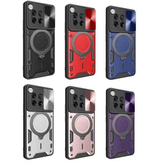 For OnePlus 12 5G Global CD Texture Sliding Camshield Magnetic Holder Phone Case(Red) by buy2fix