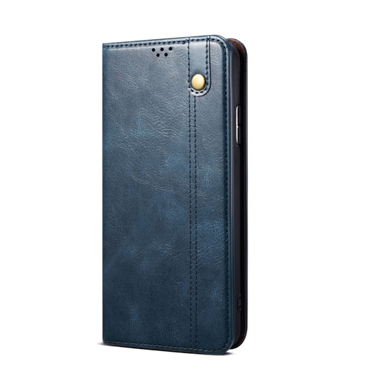 For OnePlus 12 Oil Wax Crazy Horse Texture Leather Phone Case(Blue) by buy2fix