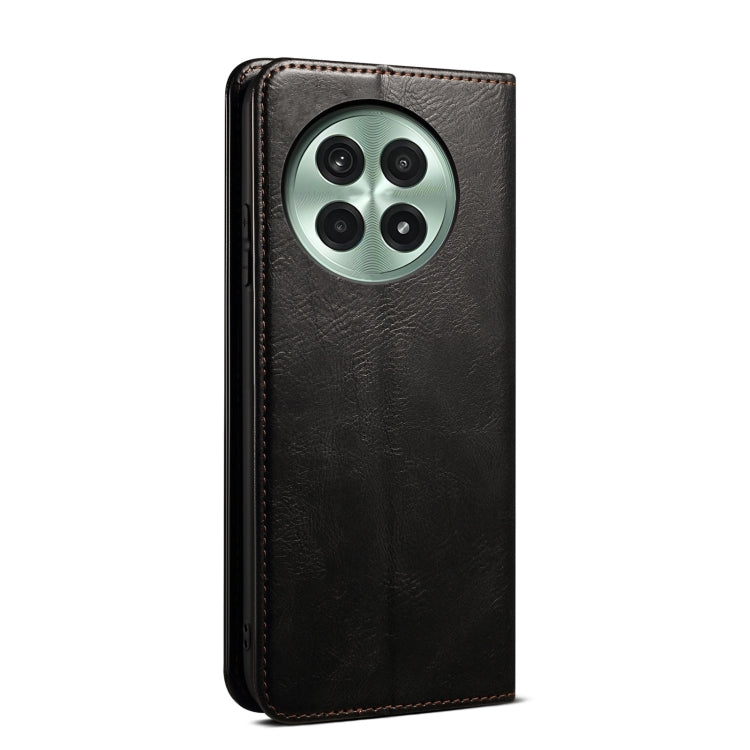 For OnePlus 13 Oil Wax Crazy Horse Texture Leather Phone Case(Black) - OnePlus Cases by buy2fix | Online Shopping UK | buy2fix
