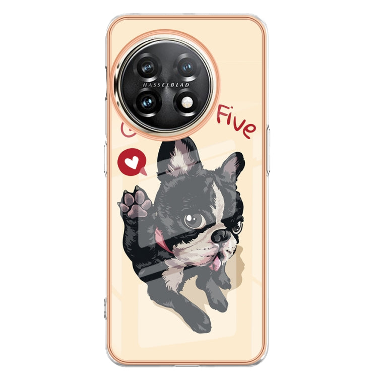 For OnePlus 11 Electroplating Marble Dual-side IMD Phone Case(Lucky Dog) - OnePlus Cases by buy2fix | Online Shopping UK | buy2fix