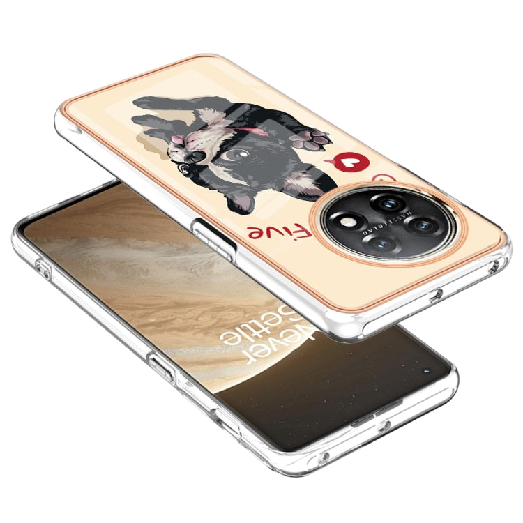 For OnePlus 11 Electroplating Marble Dual-side IMD Phone Case(Lucky Dog) - OnePlus Cases by buy2fix | Online Shopping UK | buy2fix
